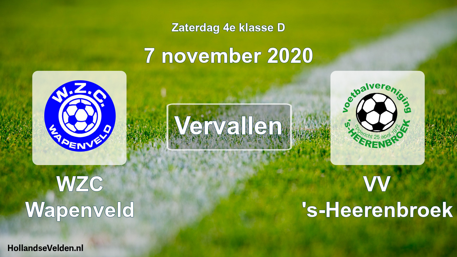 Scheduled Match: WZC Wapenveld - VV 's-Heerenbroek (7 November 2020)