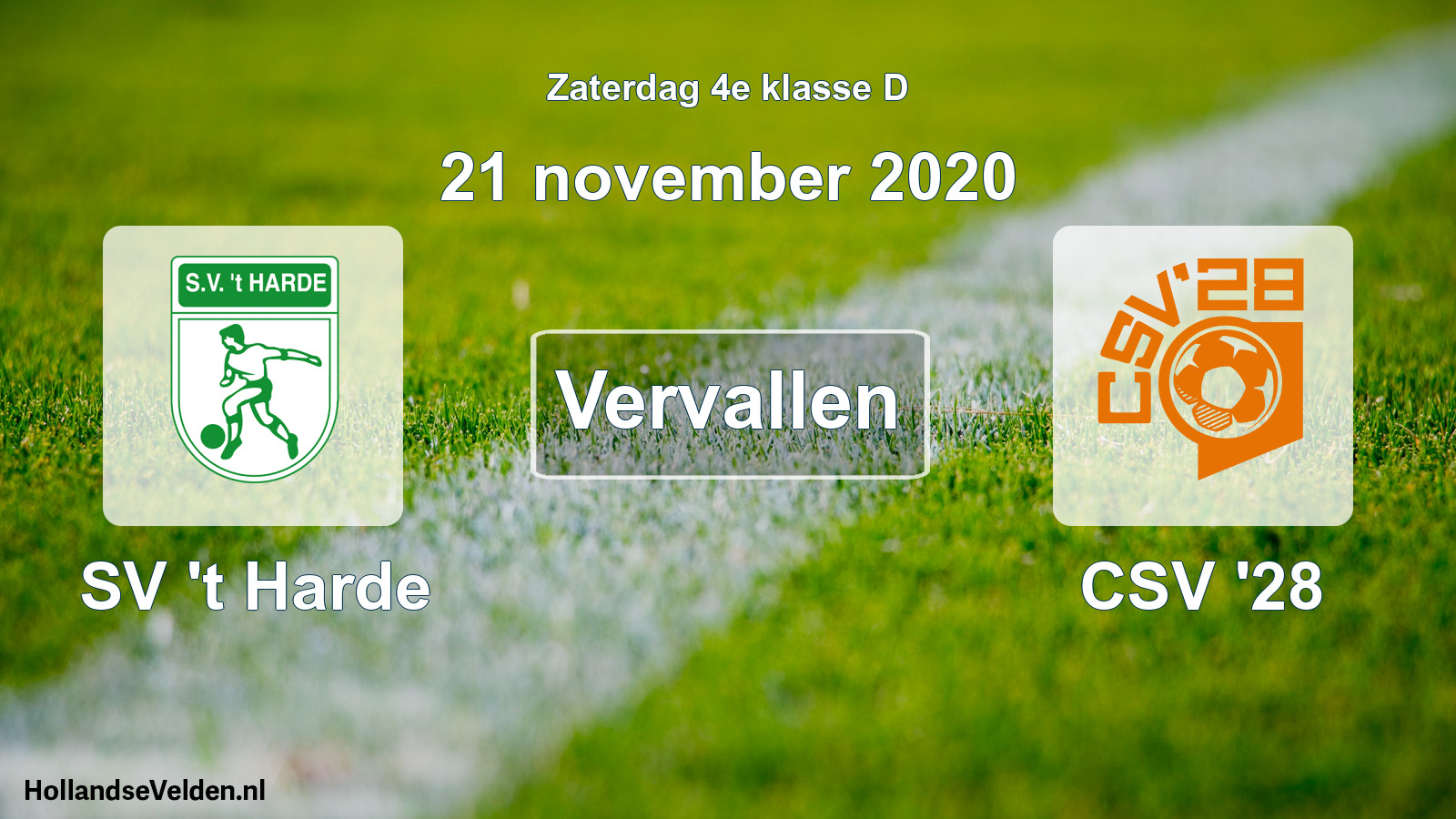 Scheduled Match: SV 't Harde - CSV '28 (21 November 2020)