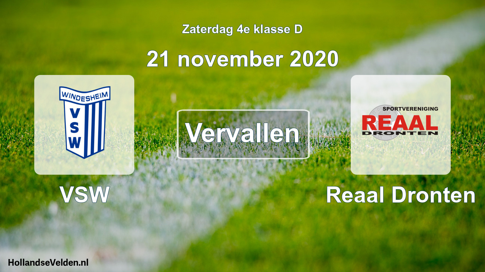 Scheduled Match: VSW - Reaal Dronten (21 November 2020)
