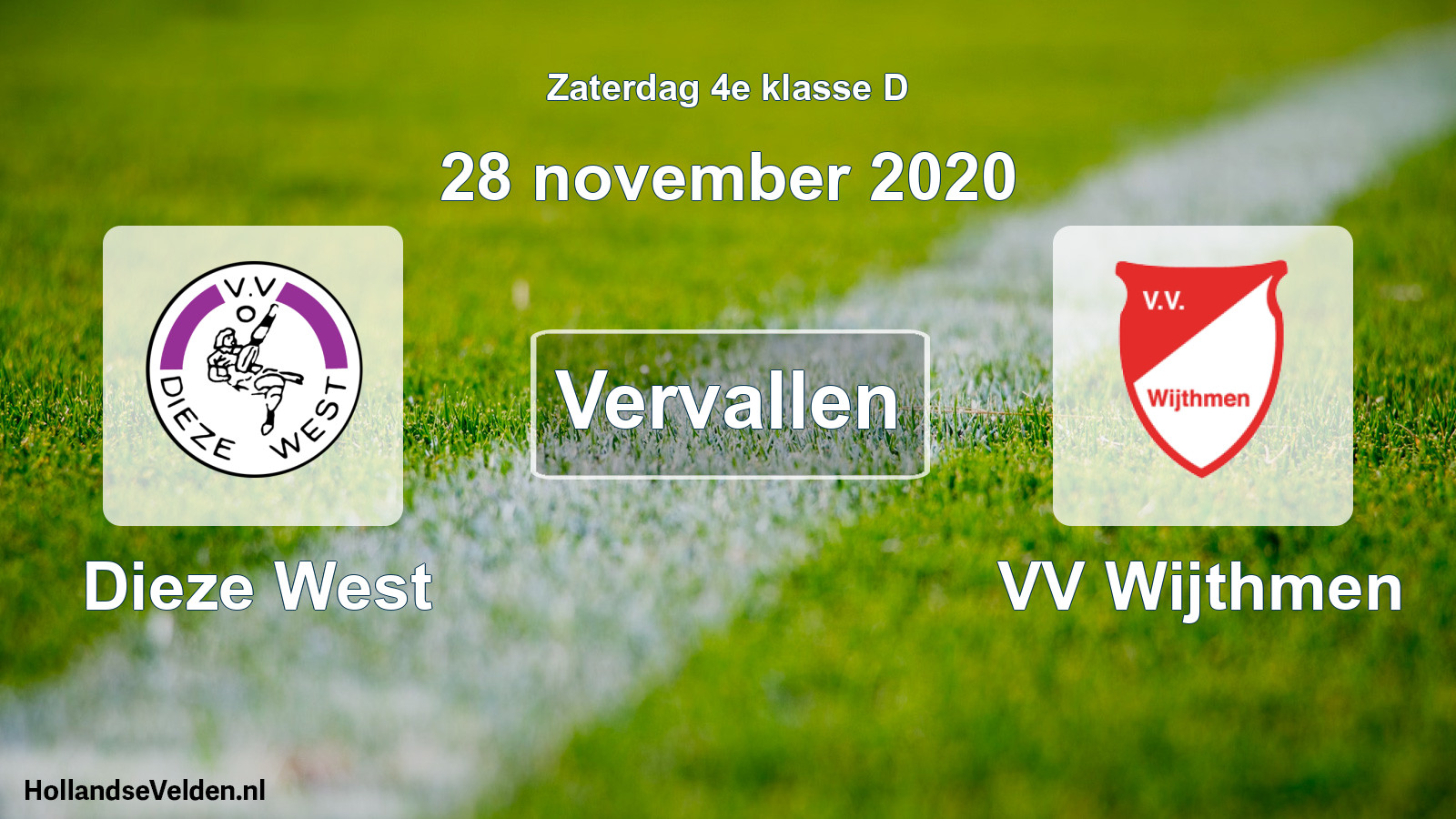 Scheduled Match: Dieze West - VV Wijthmen (28 November 2020)