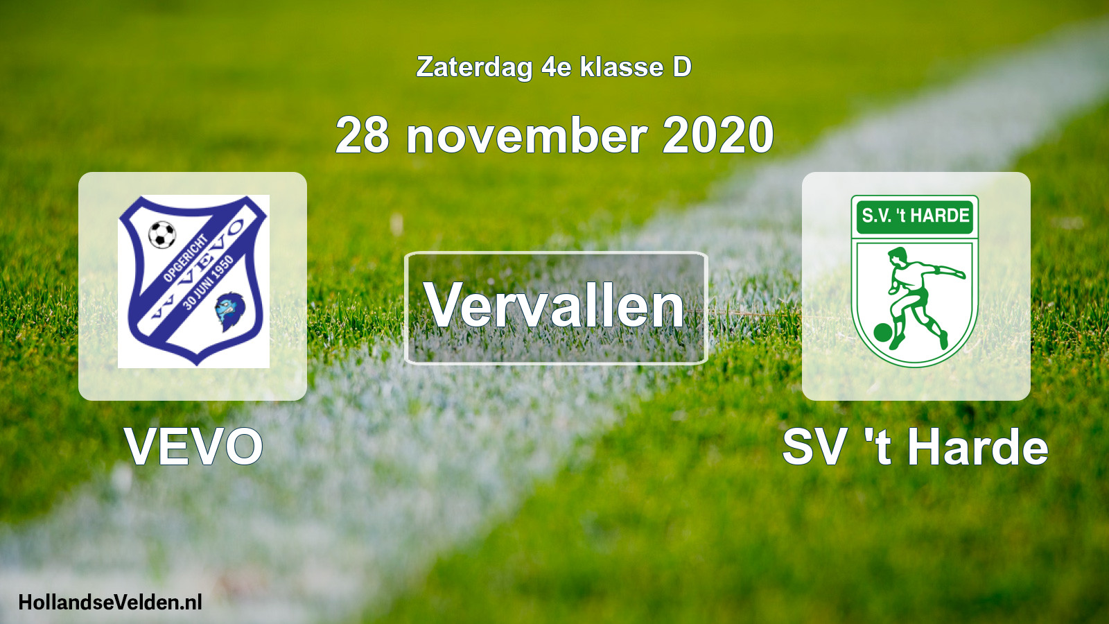 Scheduled Match: VEVO - SV 't Harde (28 November 2020)