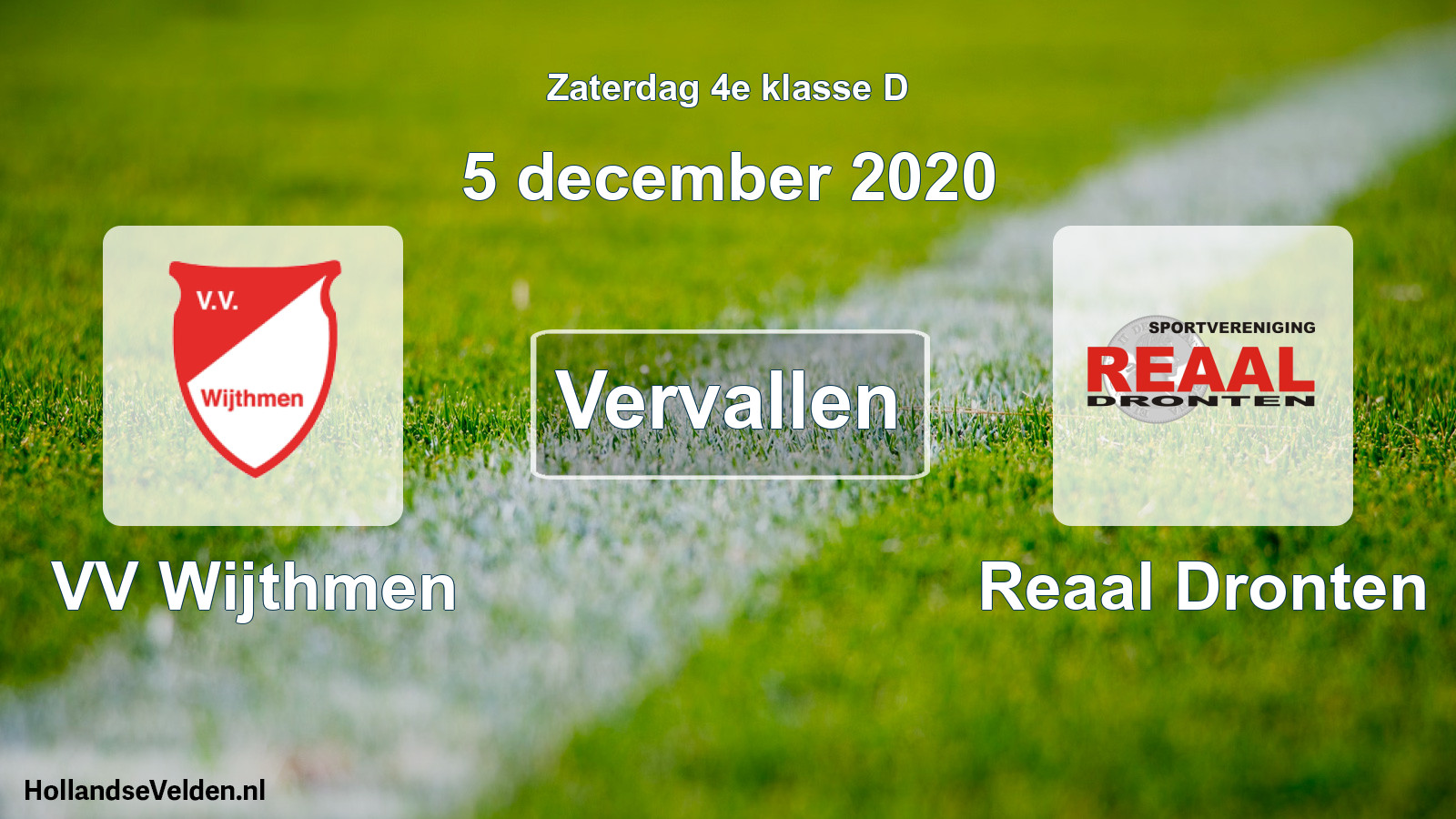 Scheduled Match: VV Wijthmen - Reaal Dronten (5 December 2020)