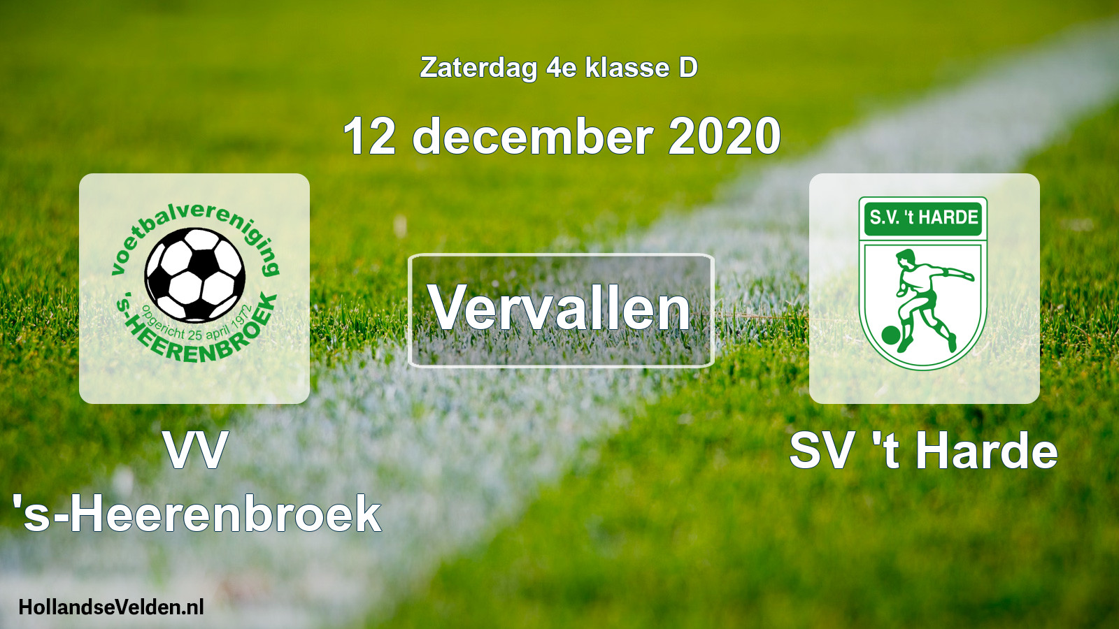 Scheduled Match: VV 's-Heerenbroek - SV 't Harde (12 December 2020)