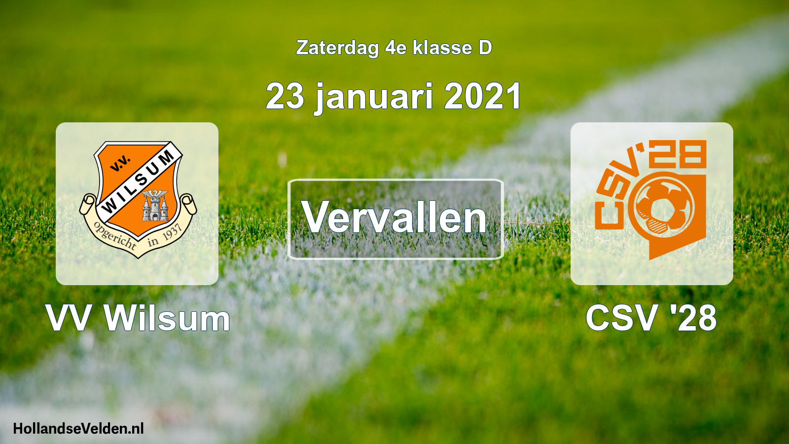 Scheduled Match: VV Wilsum - CSV '28 (23 January 2021)