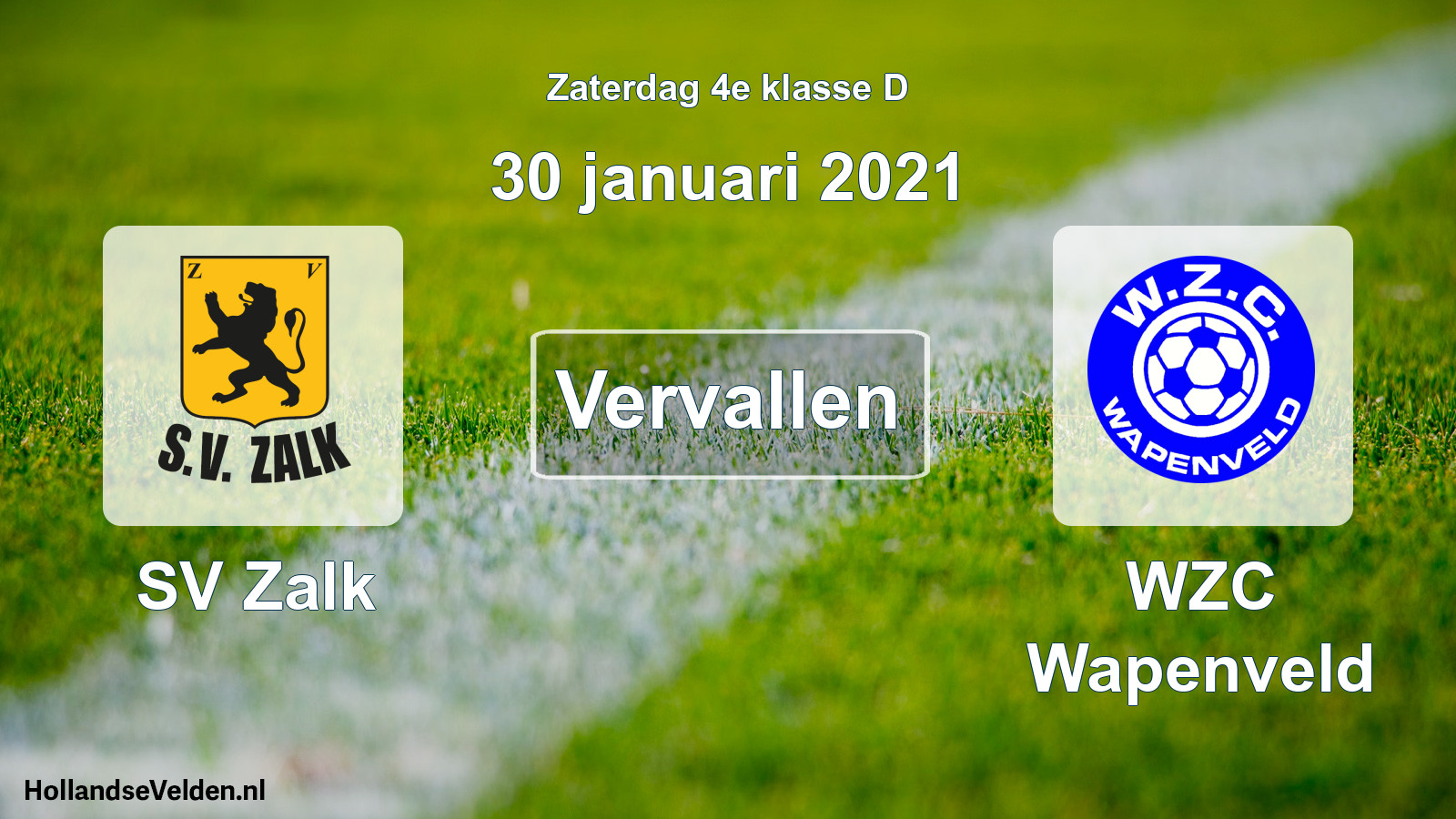 Scheduled Match: SV Zalk - WZC Wapenveld (30 January 2021)