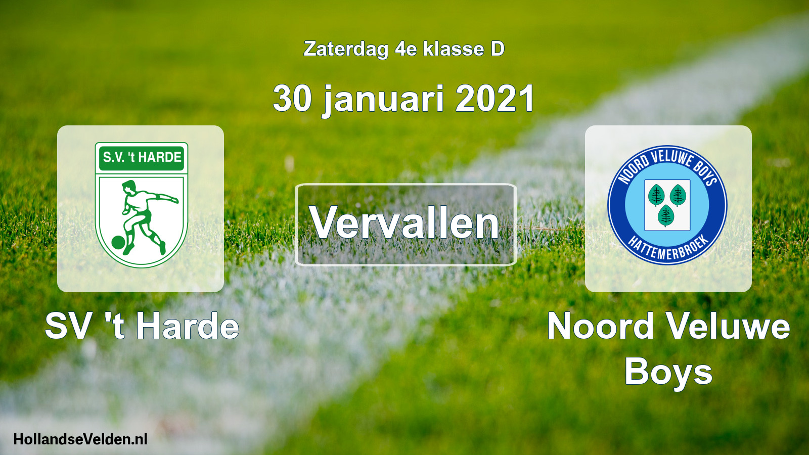 Scheduled Match: SV 't Harde - Noord Veluwe Boys (30 January 2021)