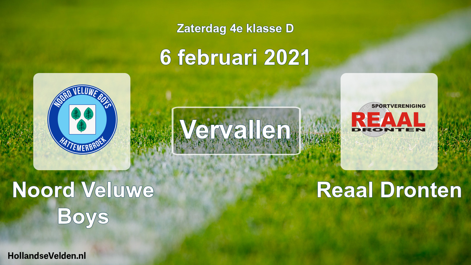 Scheduled Match: Noord Veluwe Boys - Reaal Dronten (6 February 2021)