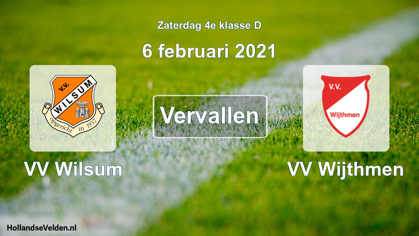 Scheduled Match: VV Wilsum - VV Wijthmen (6 February 2021)