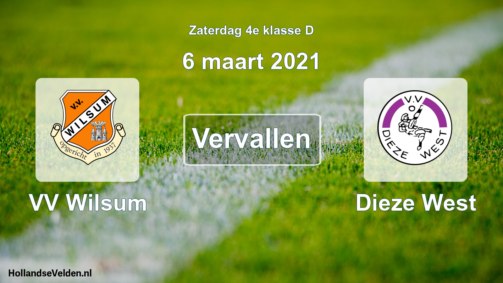 Scheduled Match: VV Wilsum - Dieze West (6 March 2021)