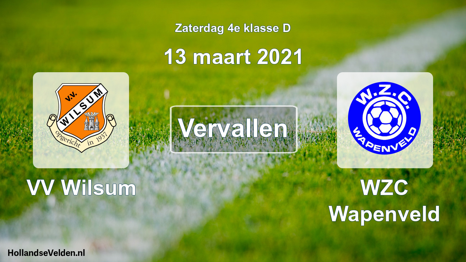 Scheduled Match: VV Wilsum - WZC Wapenveld (13 March 2021)