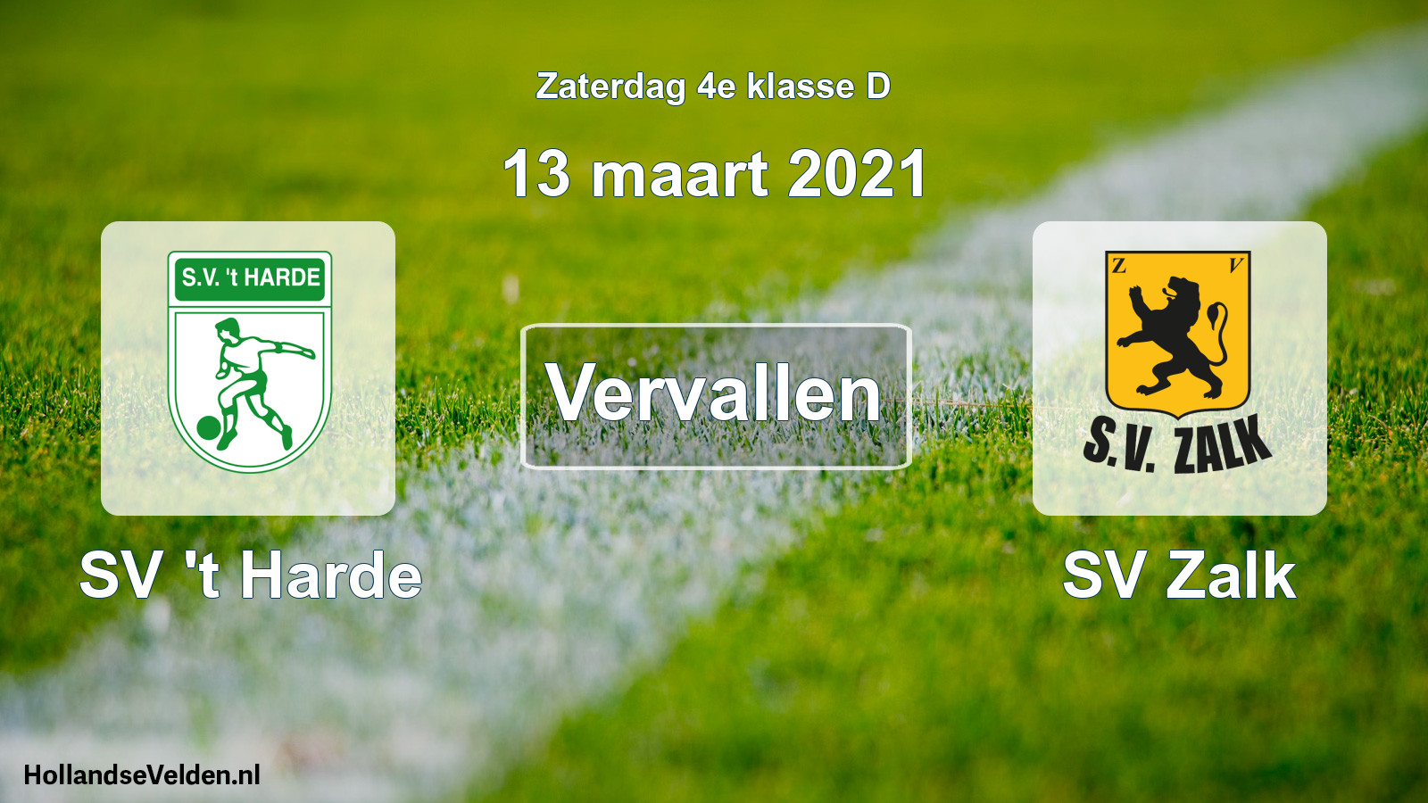 Scheduled Match: SV 't Harde - SV Zalk (13 March 2021)