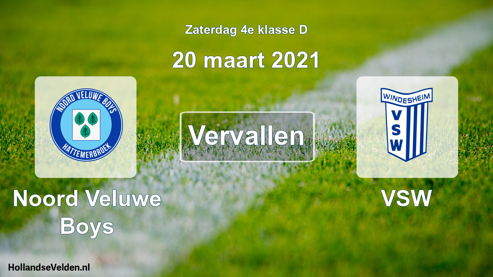 Scheduled Match: Noord Veluwe Boys - VSW (20 March 2021)