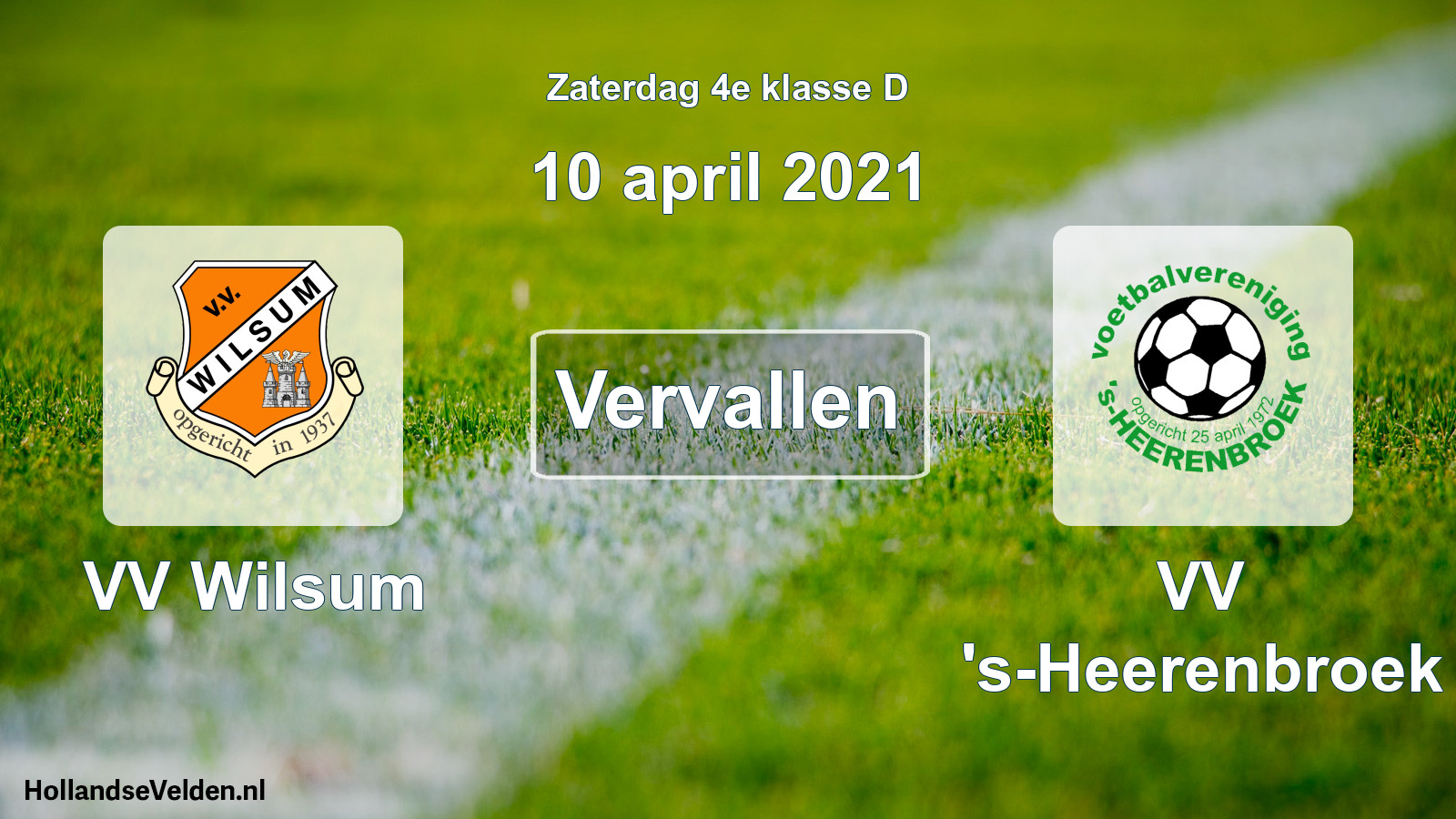 Scheduled Match: VV Wilsum - VV 's-Heerenbroek (10 April 2021)