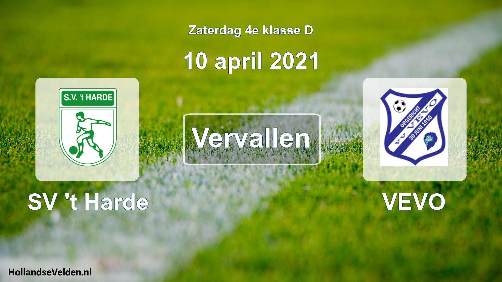 Scheduled Match: SV 't Harde - VEVO (10 April 2021)