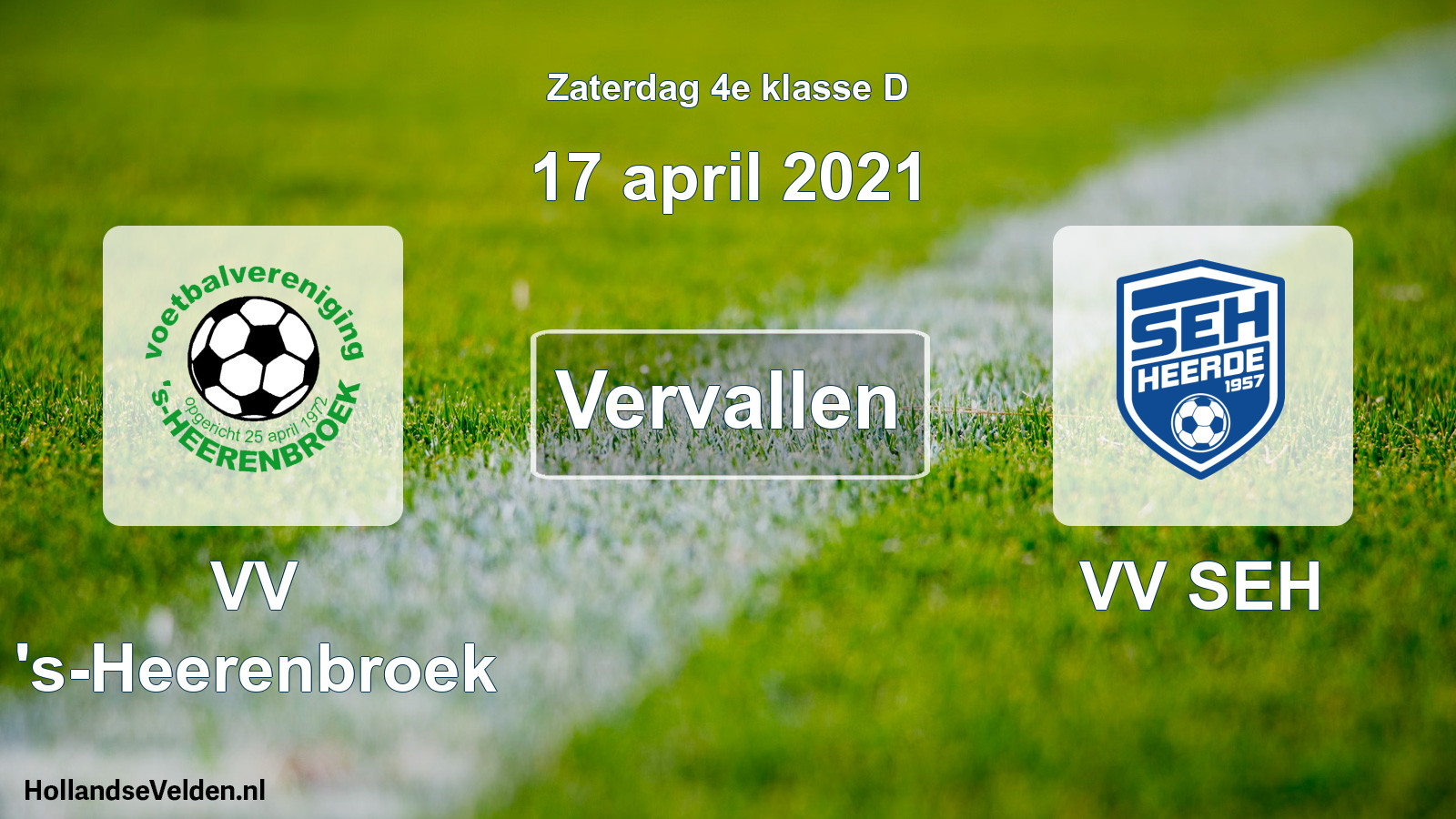 Scheduled Match: VV 's-Heerenbroek - VV SEH (17 April 2021)