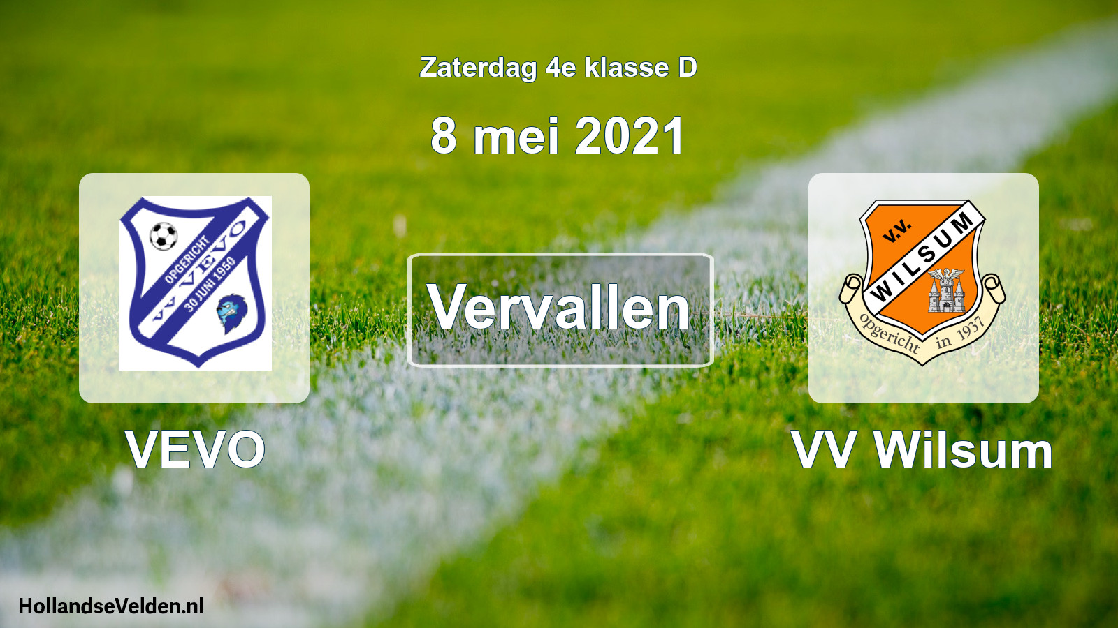 Scheduled Match: VEVO - VV Wilsum (8 May 2021)