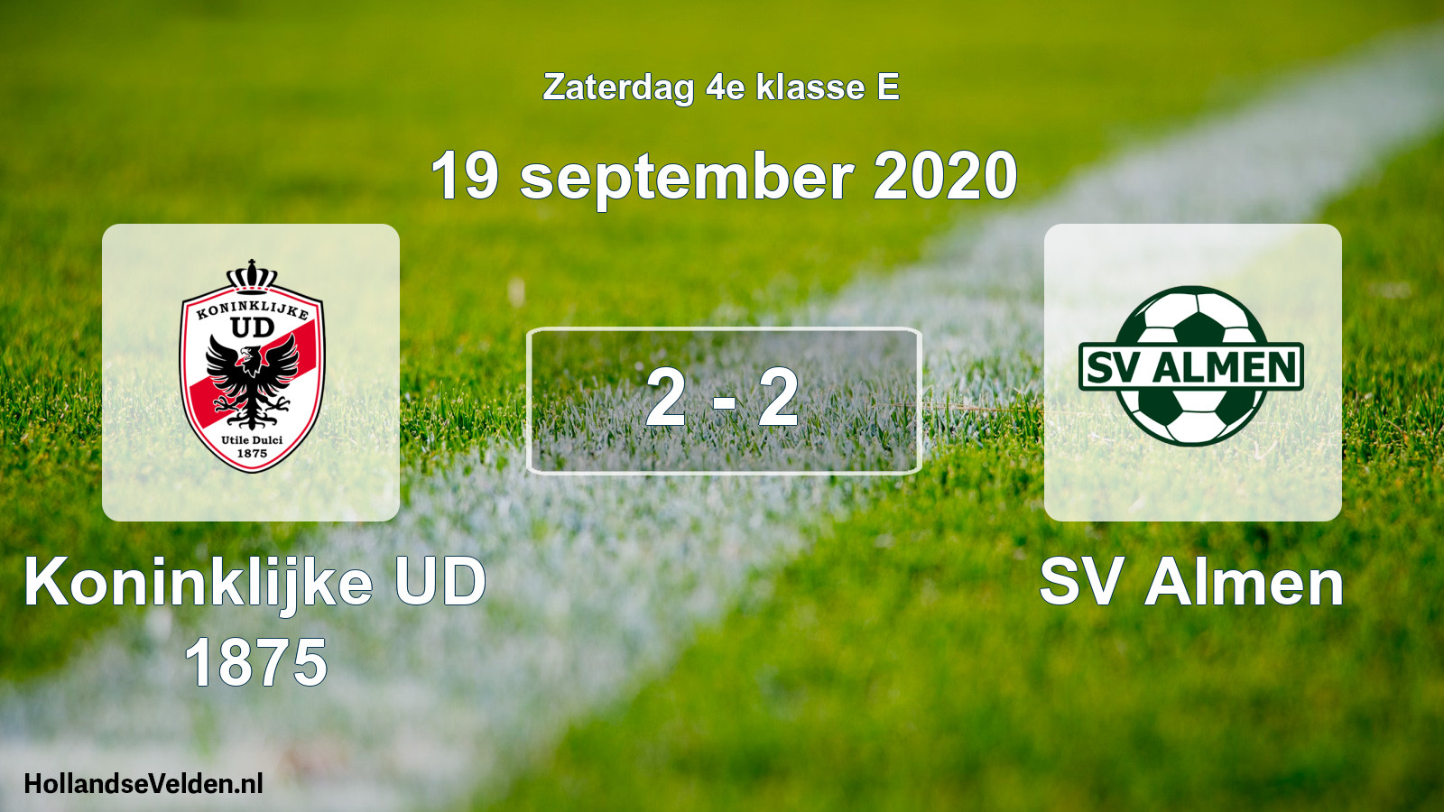 Total number of matches played: Koninklijke UD 1875 - SV Almen 2 - 2 (19 September 2020)