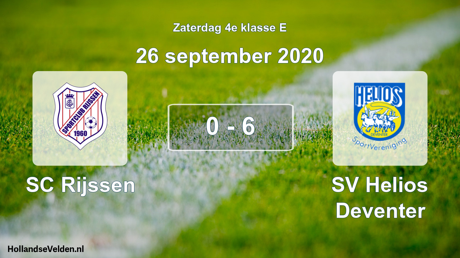 Total number of matches played: SC Rijssen - SV Helios Deventer 0 - 6 (26 September 2020)