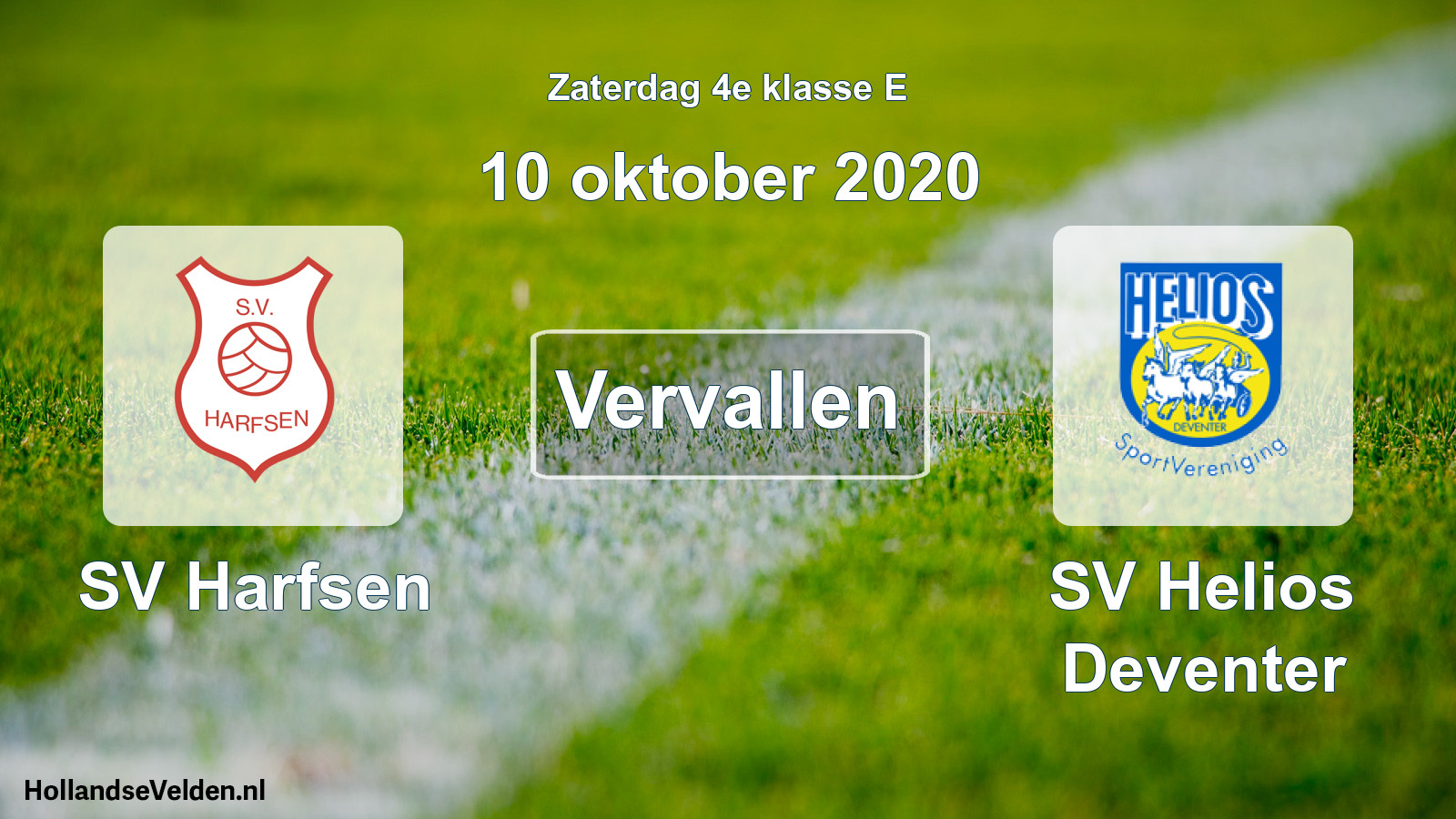 Scheduled Match: SV Harfsen - SV Helios Deventer (10 October 2020)