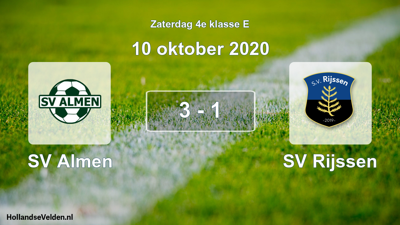 Total number of matches played: SV Almen - SV Rijssen 3 - 1 (10 October 2020)