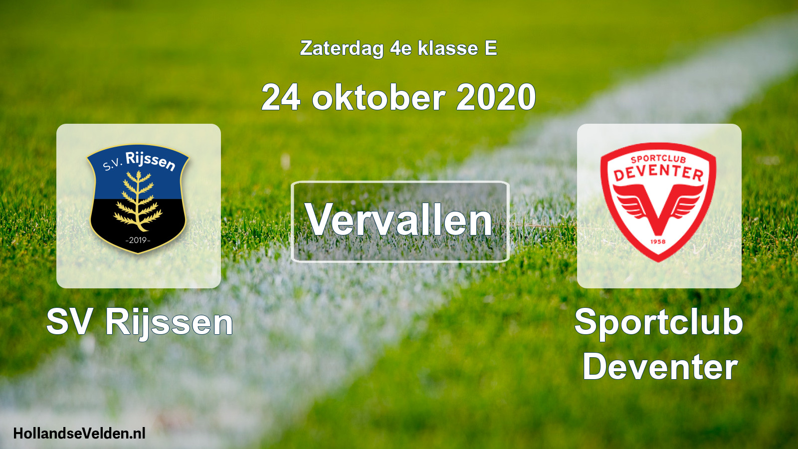 Scheduled Match: SV Rijssen - Sportclub Deventer (24 October 2020)