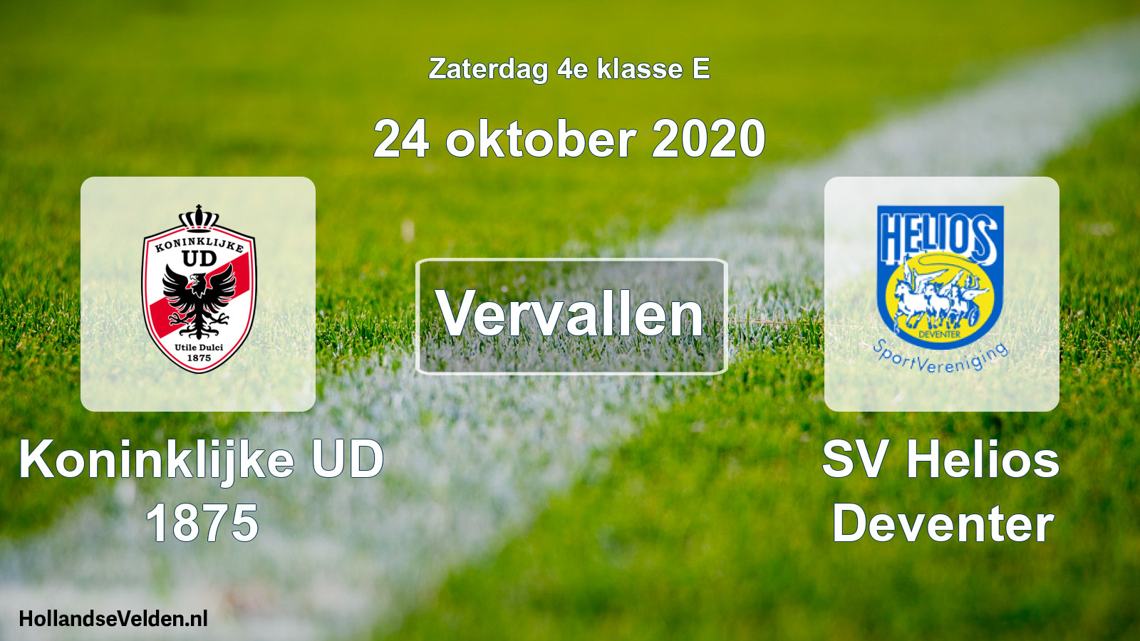 Scheduled Match: Koninklijke UD 1875 - SV Helios Deventer (24 October 2020)