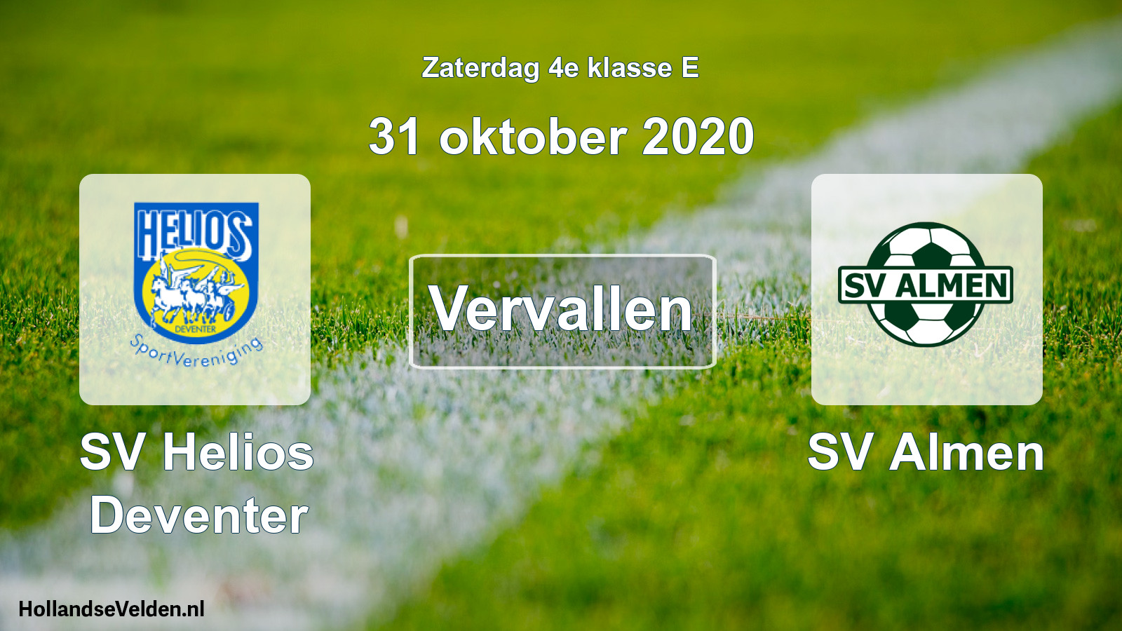 Scheduled Match: SV Helios Deventer - SV Almen (31 October 2020)