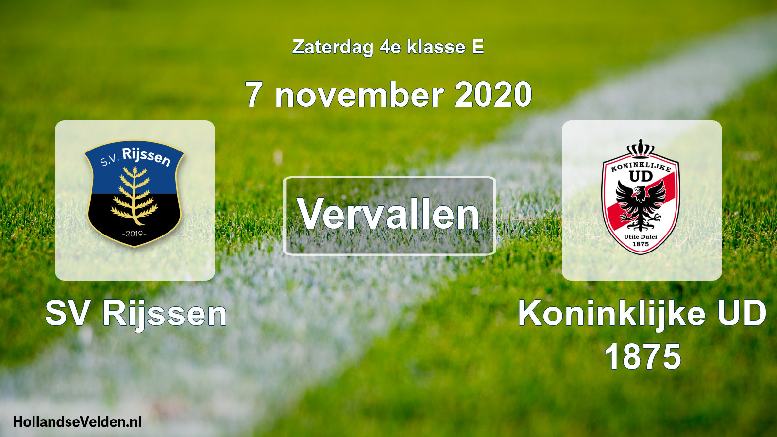 Scheduled Match: SV Rijssen - Koninklijke UD 1875 (7 November 2020)