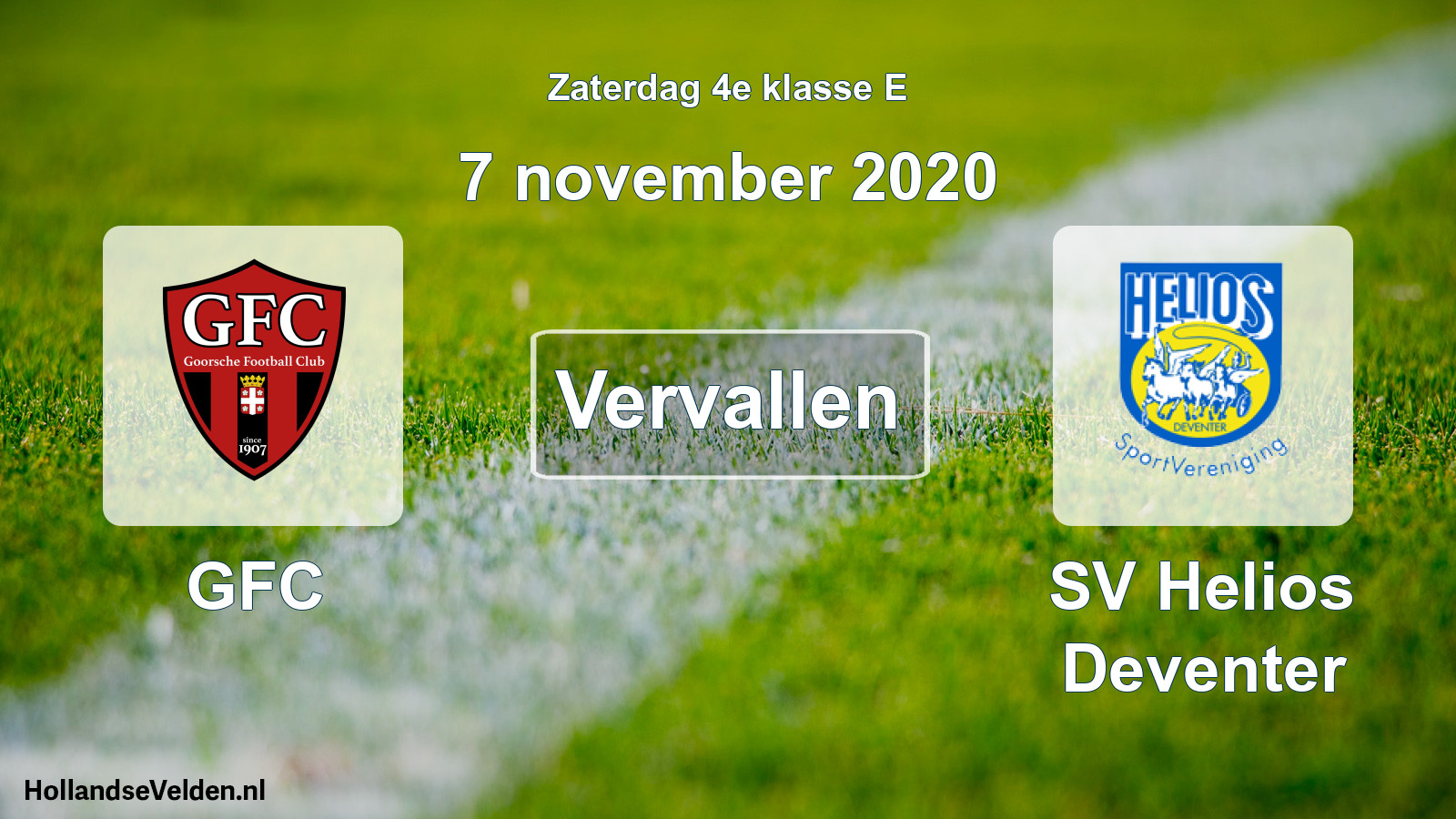 Scheduled Match: GFC - SV Helios Deventer (7 November 2020)