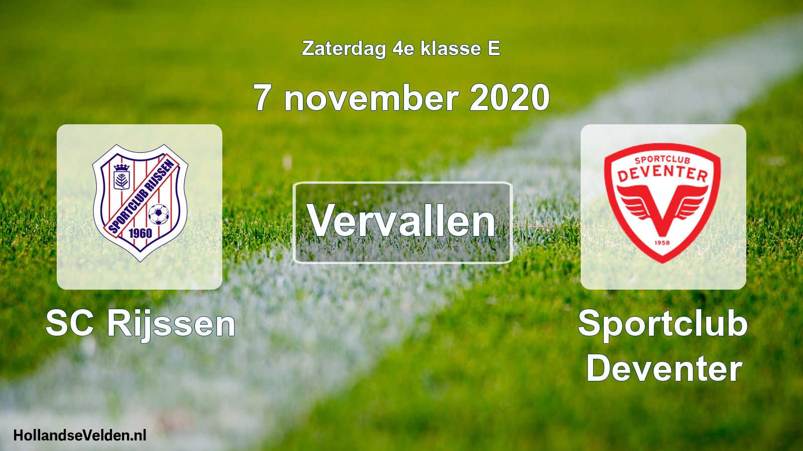 Scheduled Match: SC Rijssen - Sportclub Deventer (7 November 2020)