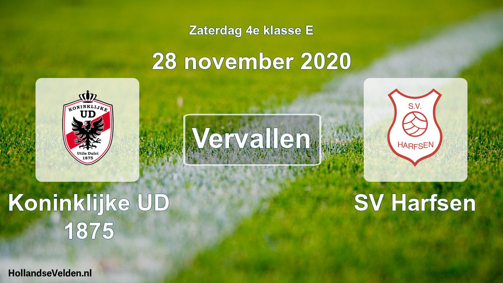 Scheduled Match: Koninklijke UD 1875 - SV Harfsen (28 November 2020)
