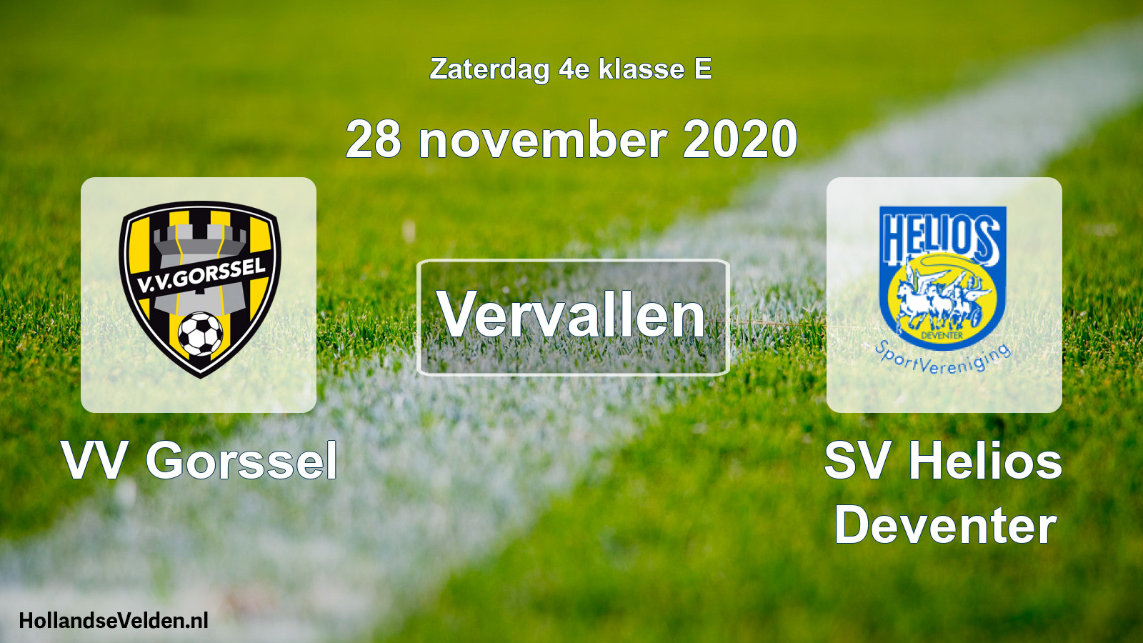 Scheduled Match: VV Gorssel - SV Helios Deventer (28 November 2020)