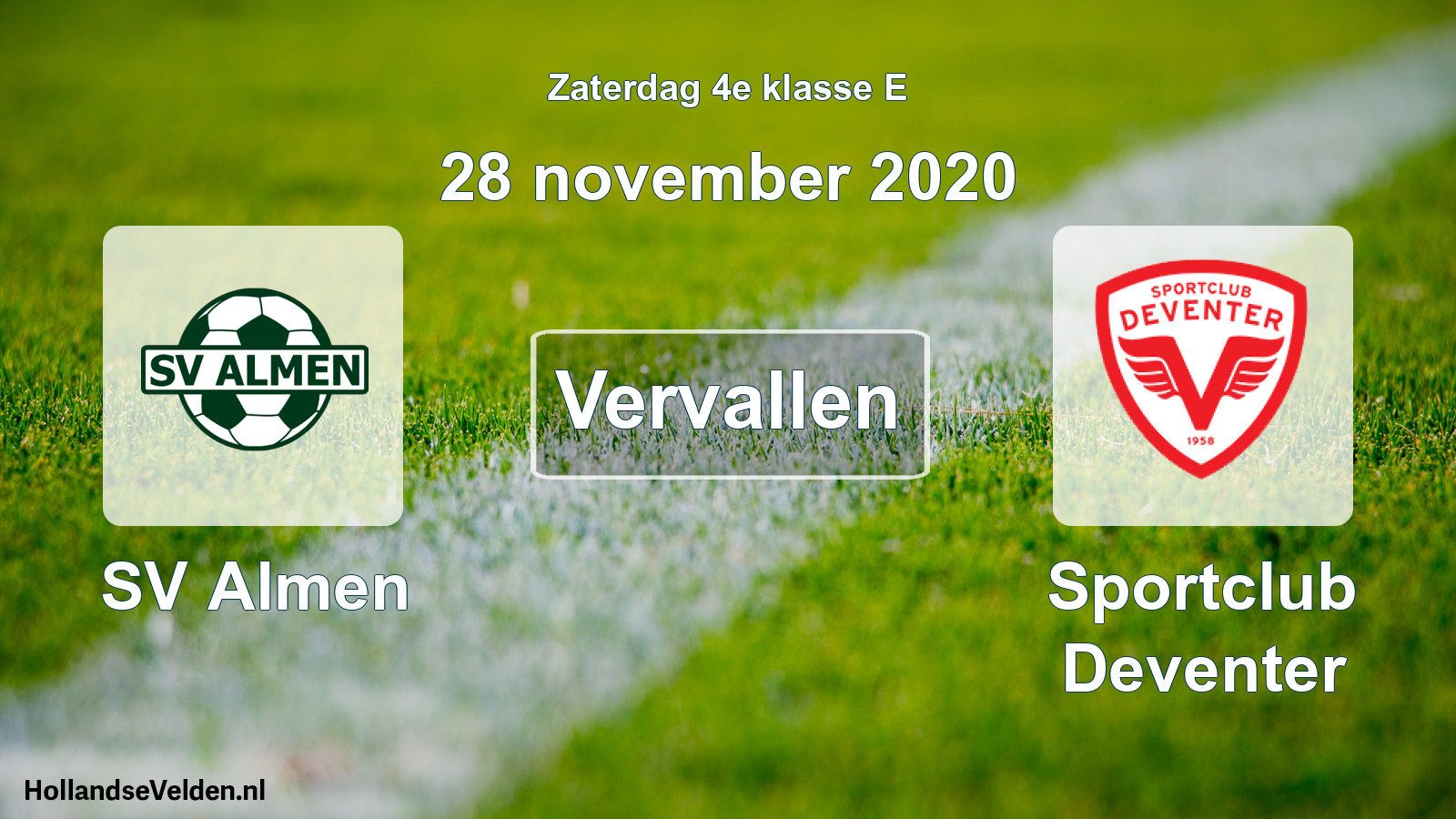 Scheduled Match: SV Almen - Sportclub Deventer (28 November 2020)