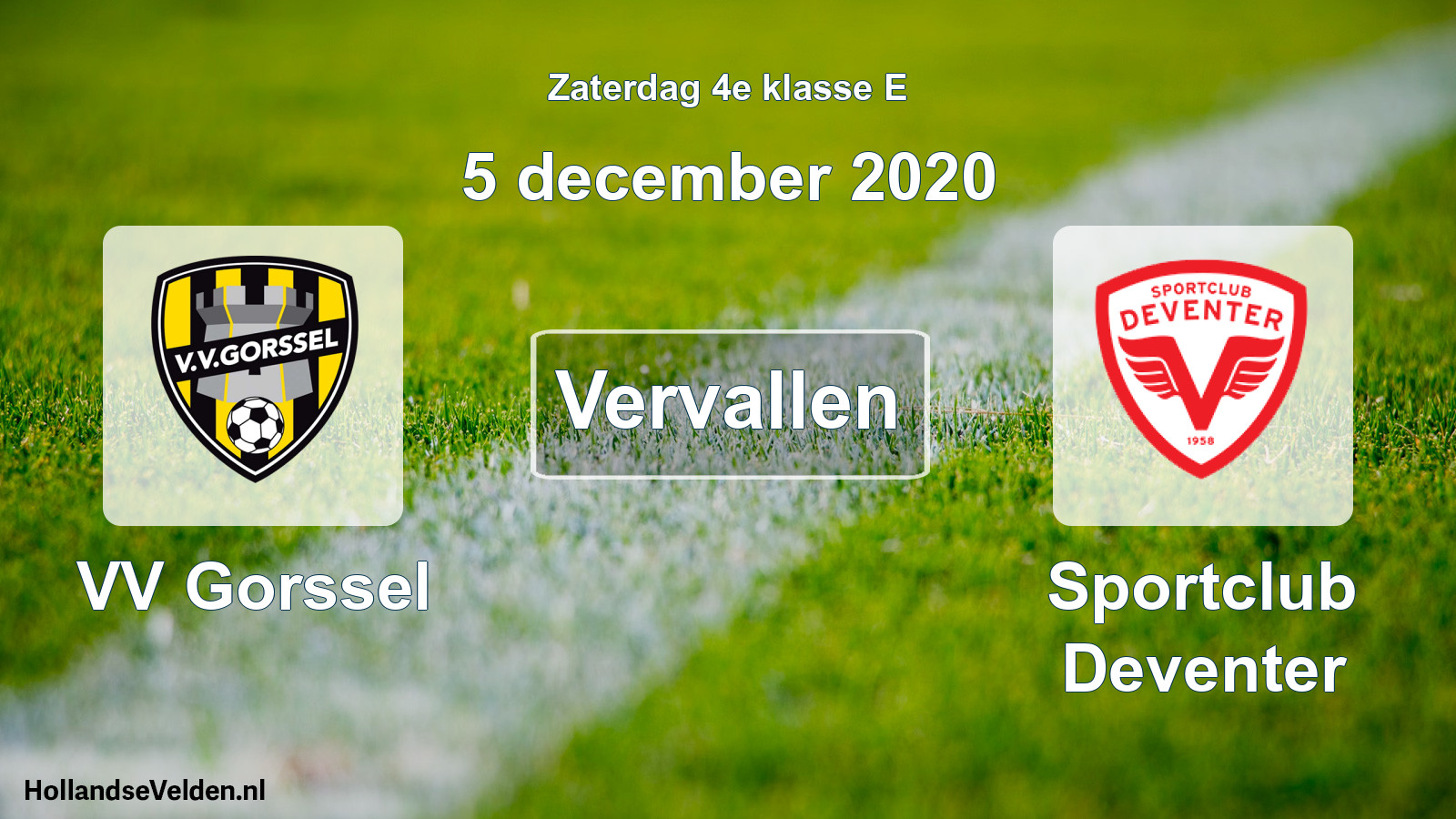 Scheduled Match: VV Gorssel - Sportclub Deventer (5 December 2020)