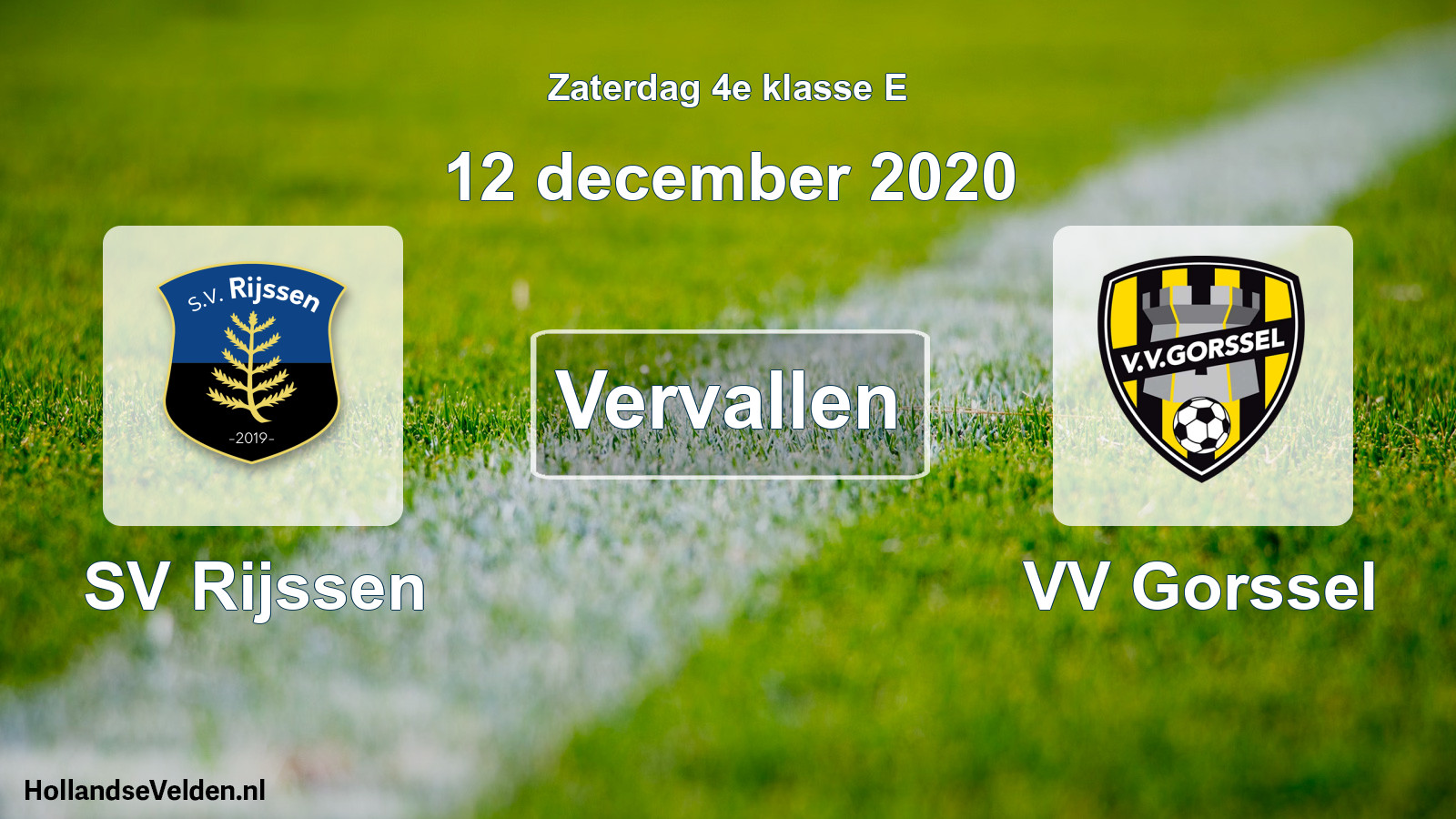Scheduled Match: SV Rijssen - VV Gorssel (12 December 2020)
