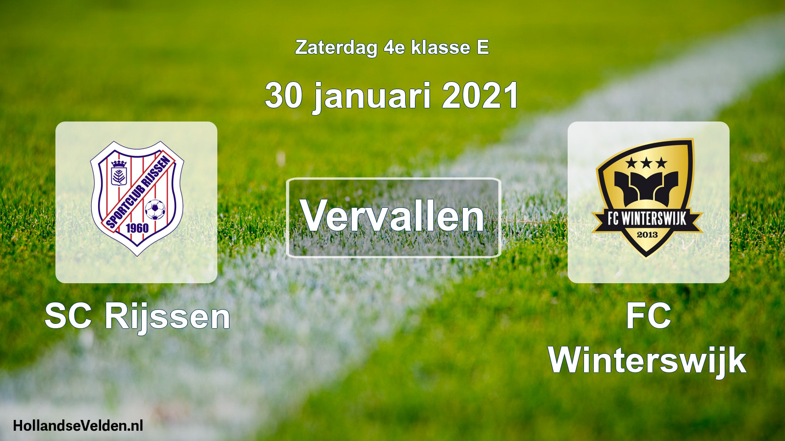 Scheduled Match: SC Rijssen - FC Winterswijk (30 January 2021)