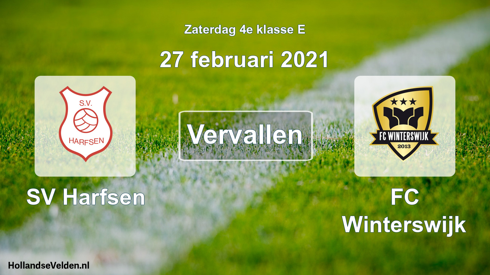 Scheduled Match: SV Harfsen - FC Winterswijk (27 February 2021)
