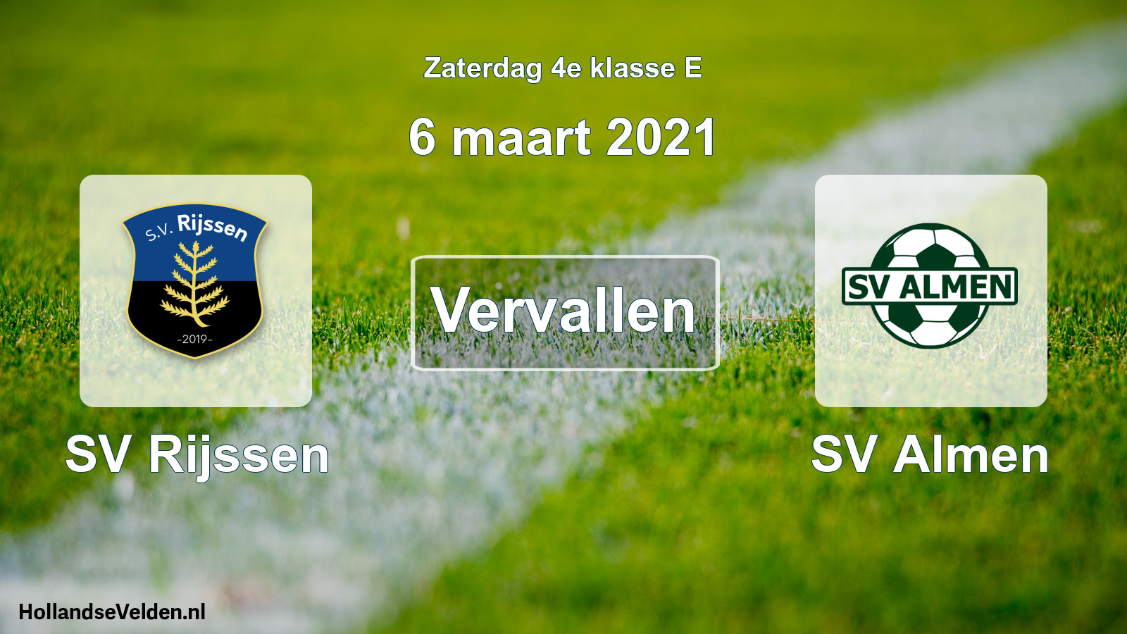 Scheduled Match: SV Rijssen - SV Almen (6 March 2021)