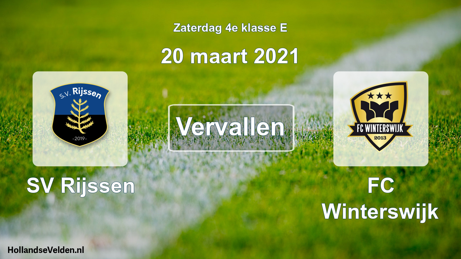 Scheduled Match: SV Rijssen - FC Winterswijk (20 March 2021)