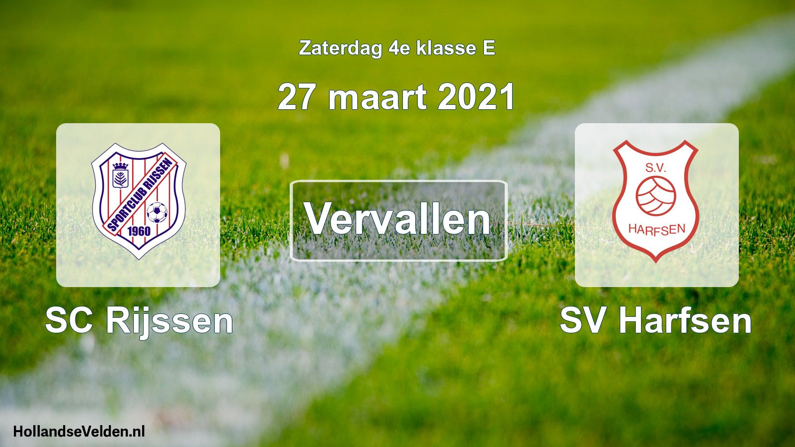Scheduled Match: SC Rijssen - SV Harfsen (27 March 2021)