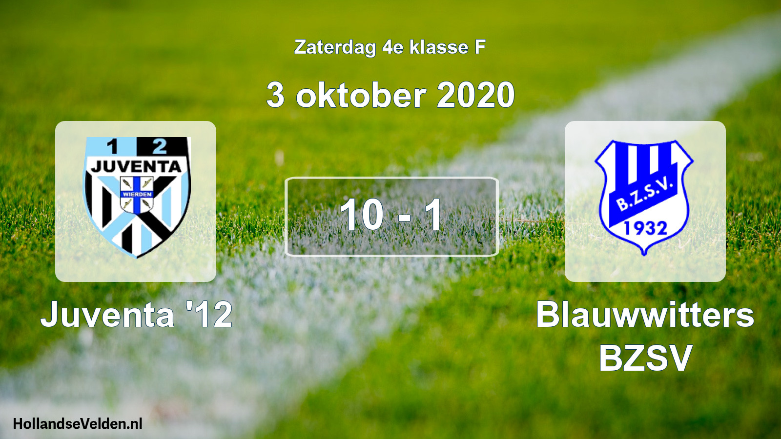 Total number of matches played: Juventa '12 - Blauwwitters BZSV 10 - 1 (3 October 2020)