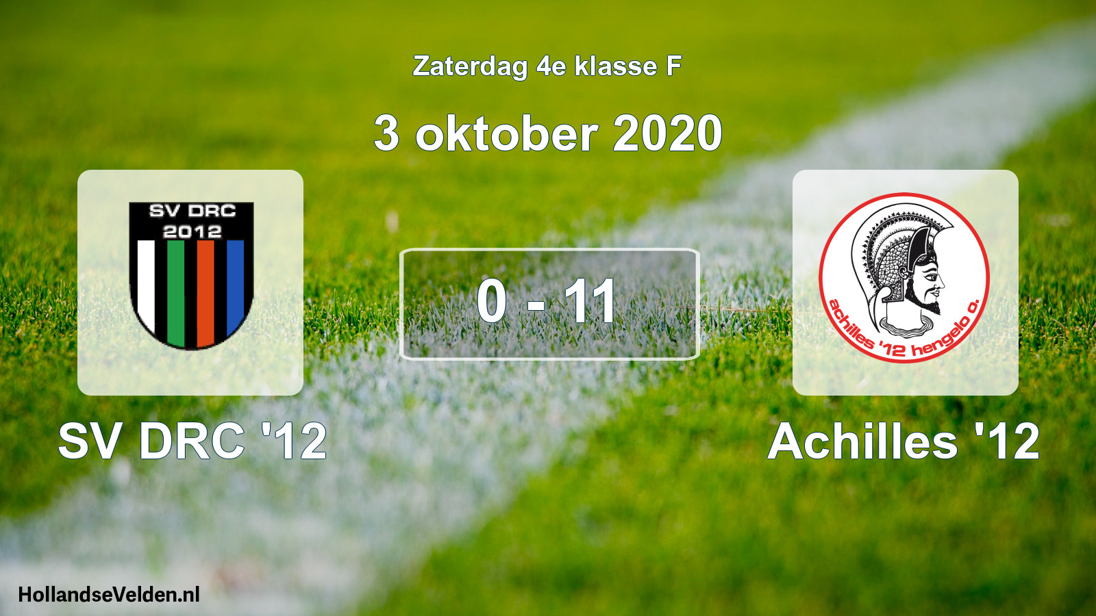 Total number of matches played: SV DRC '12 - Achilles '12 0 - 11 (3 October 2020)