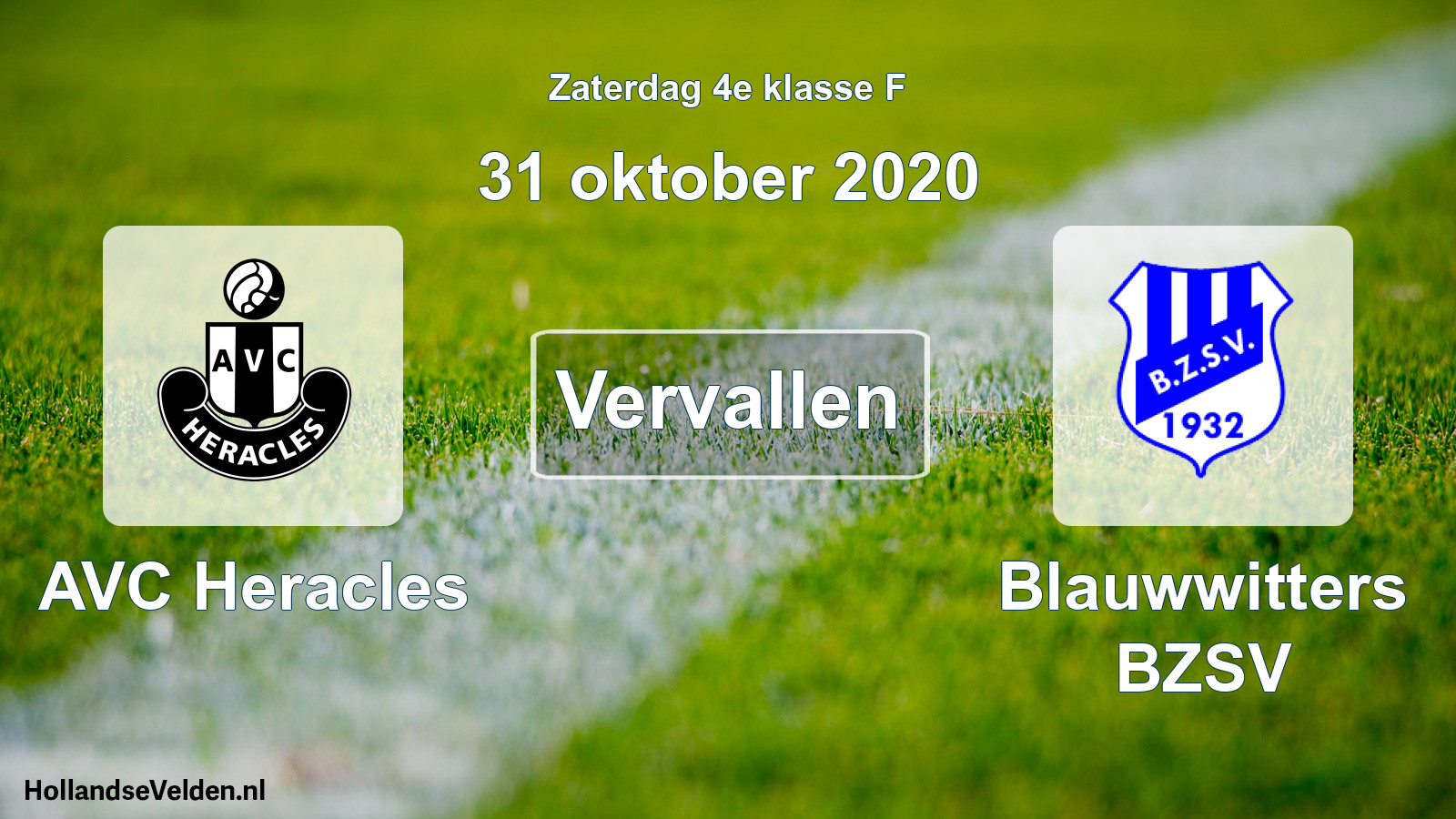 Scheduled Match: AVC Heracles - Blauwwitters BZSV (31 October 2020)