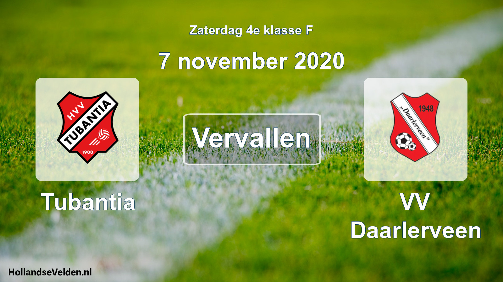 Scheduled Match: Tubantia - VV Daarlerveen (7 November 2020)
