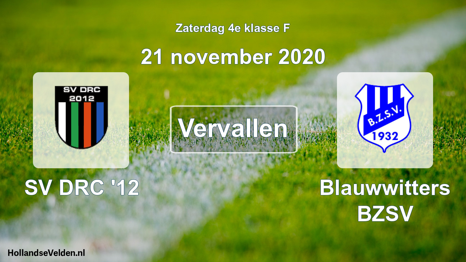 Scheduled Match: SV DRC '12 - Blauwwitters BZSV (21 November 2020)