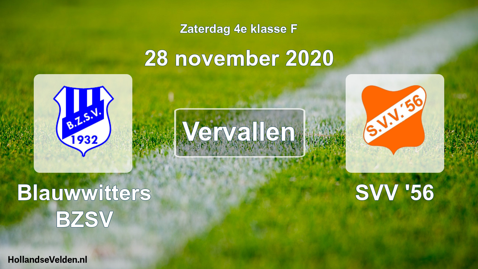 Scheduled Match: Blauwwitters BZSV - SVV '56 (28 November 2020)