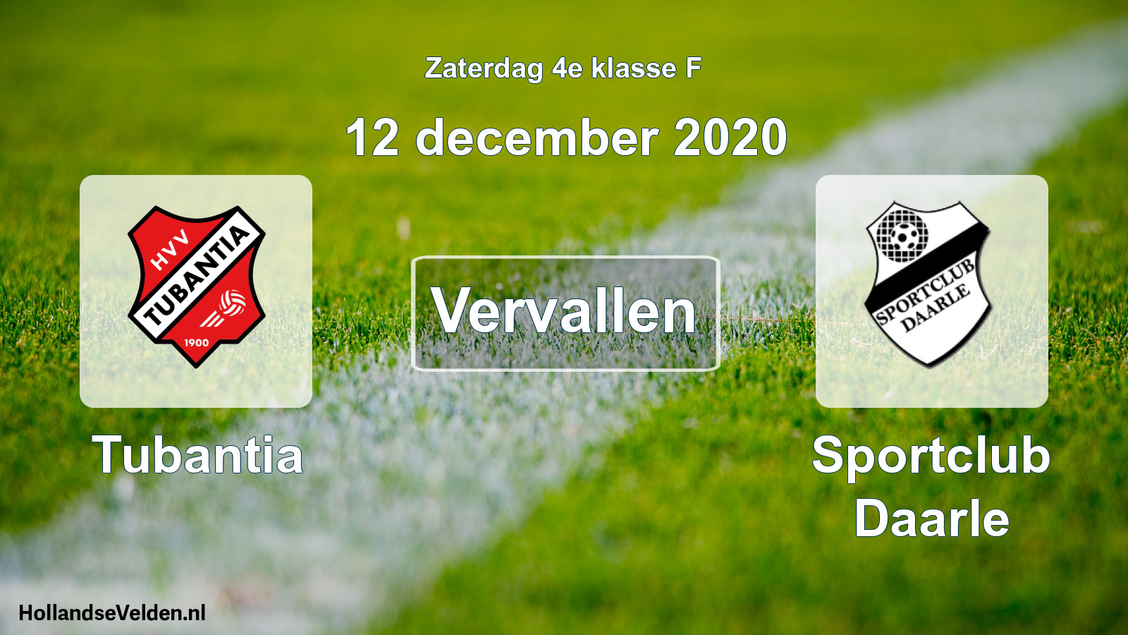 Scheduled Match: Tubantia - Sportclub Daarle (12 December 2020)