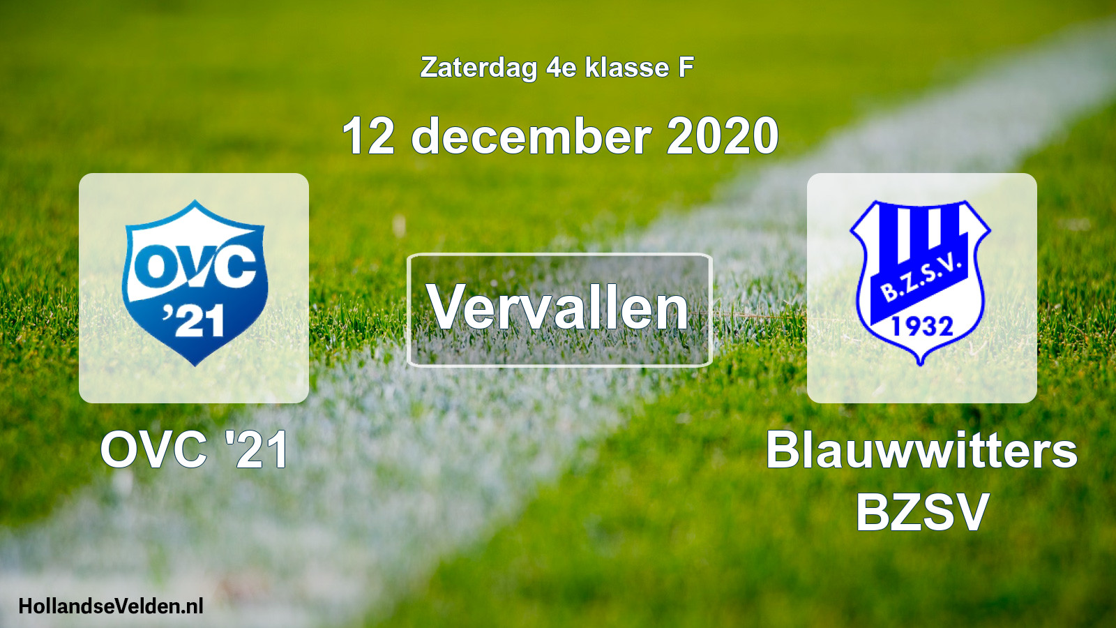 Scheduled Match: OVC '21 - Blauwwitters BZSV (12 December 2020)