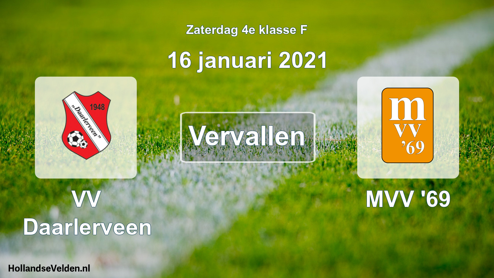 Scheduled Match: VV Daarlerveen - MVV '69 (16 January 2021)