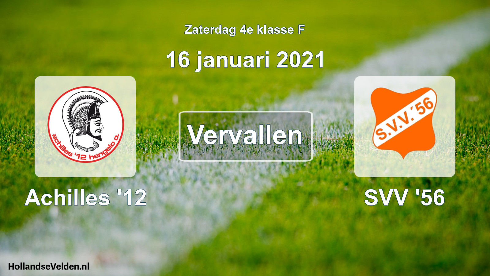 Scheduled Match: Achilles '12 - SVV '56 (16 January 2021)